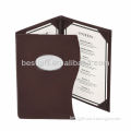 wine menu cover, Brown leather menu holder